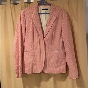 JCrew Seersucker Blazer Red and White